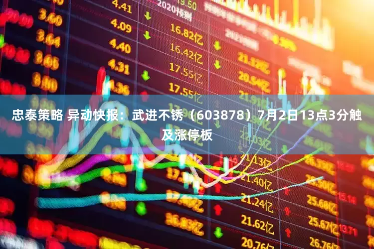 忠泰策略 异动快报：武进不锈（603878）7月2日13点3分触及涨停板